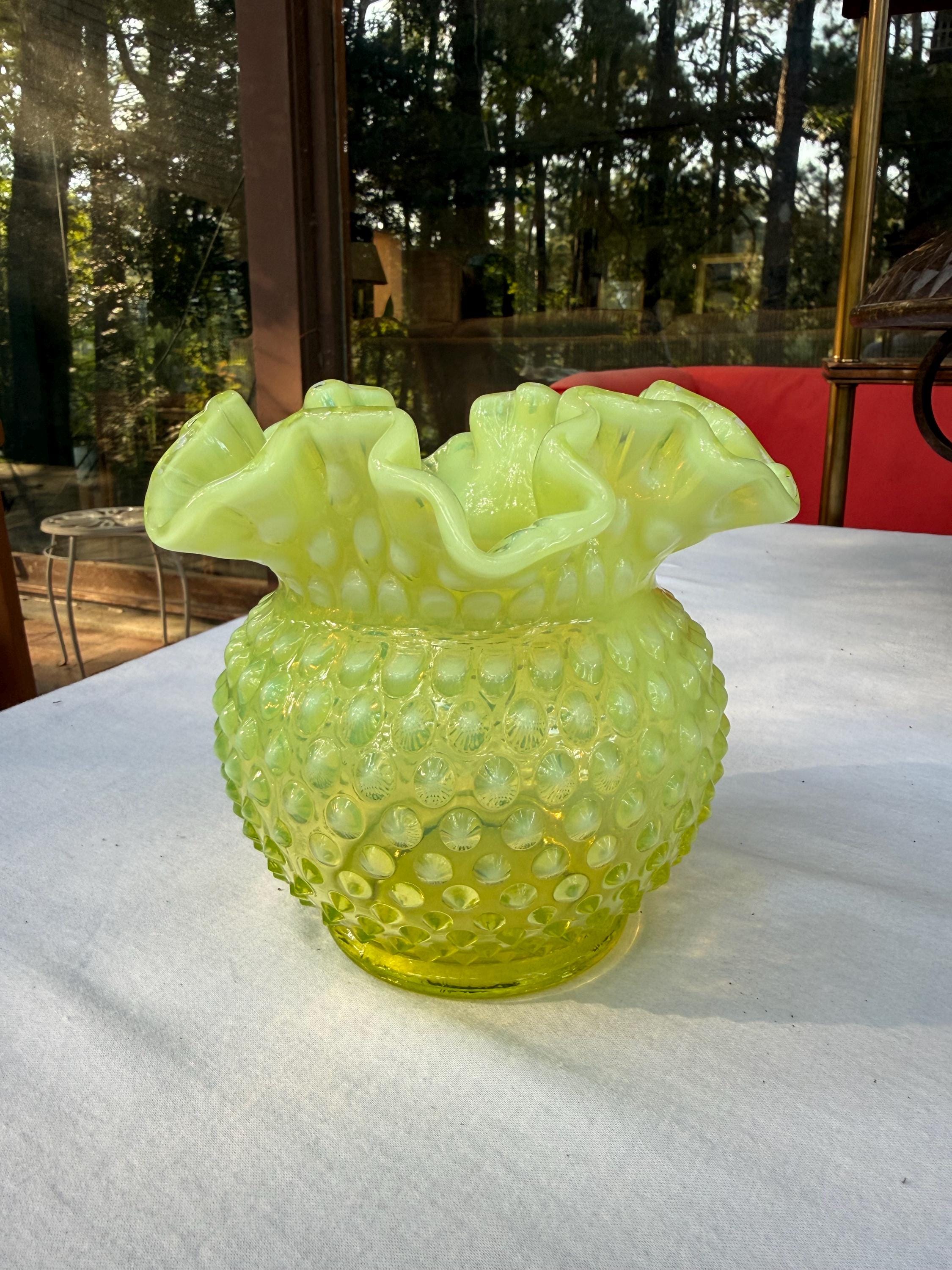 Fenton Opalescent Yellow Vases - Etsy