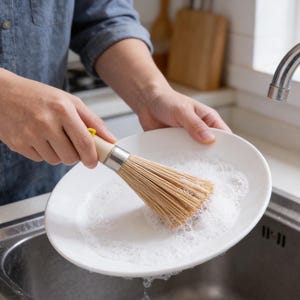 Natural Bamboo Wok Brushes - Cast Iron Skillet Cleaner