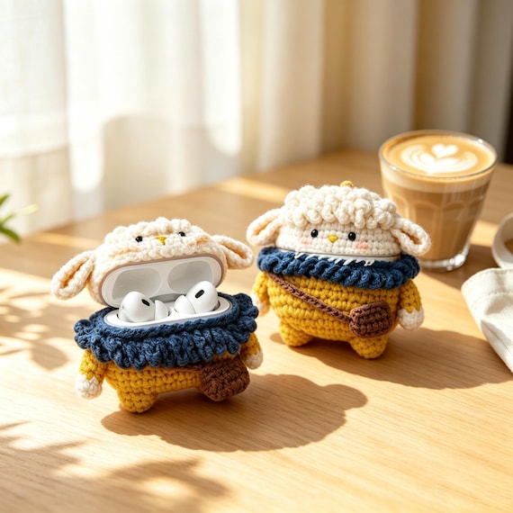 Handmade Crochet Earbuds Pouch,  AirPods Holder