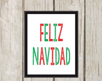 Feliz Navidad Christmas Printable | Christmas Decor | Christmas Wall Art | 8x10 - INSTANT DOWNLOAD