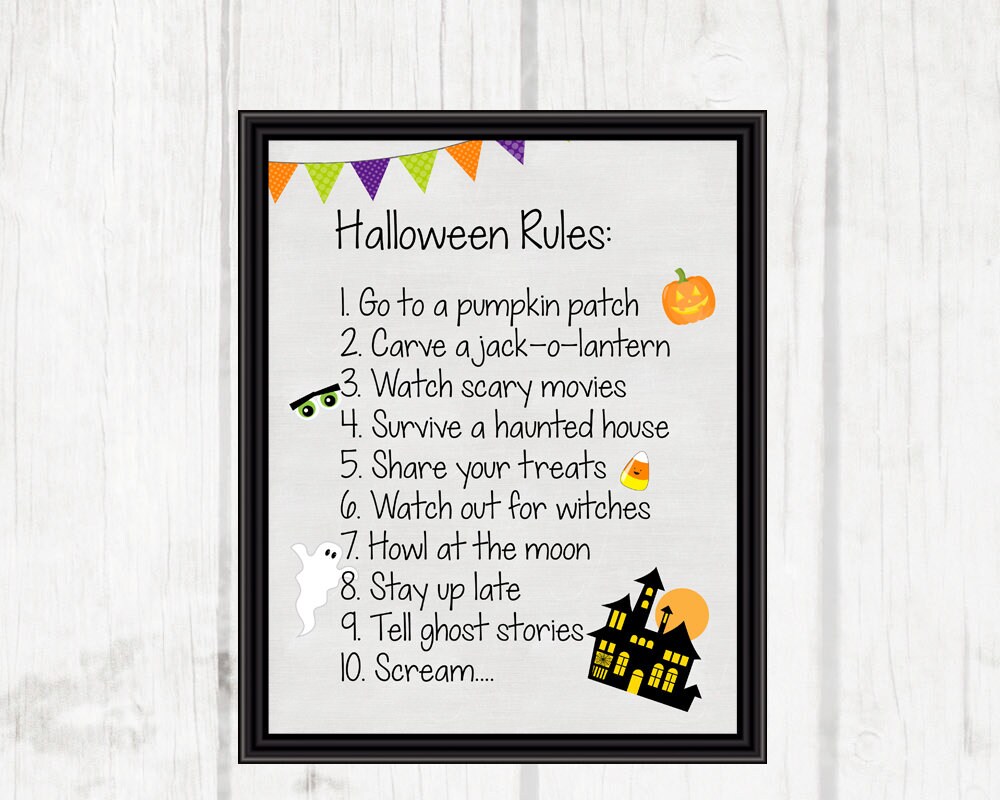Halloween Rules Printable Halloween Decor 8x10 INSTANT DOWNLOAD Etsy