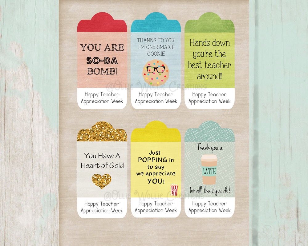 Teacher Appreciation Gift Tags INSTANT DOWNLOAD Etsy