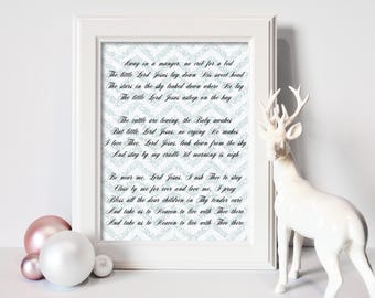 8x10 Away In A Manger | Christmas Printable | Christmas Decor - INSTANT DOWNLOAD