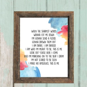 The Greatest Showman | I Am Brave | This Is Me | Wall Decor | 8x10 - INSTANT DOWNLOAD