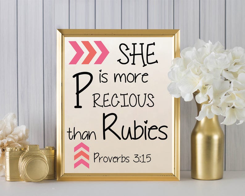 She is More Precious Than Rubies Nursery Printable 8x10 - Etsy