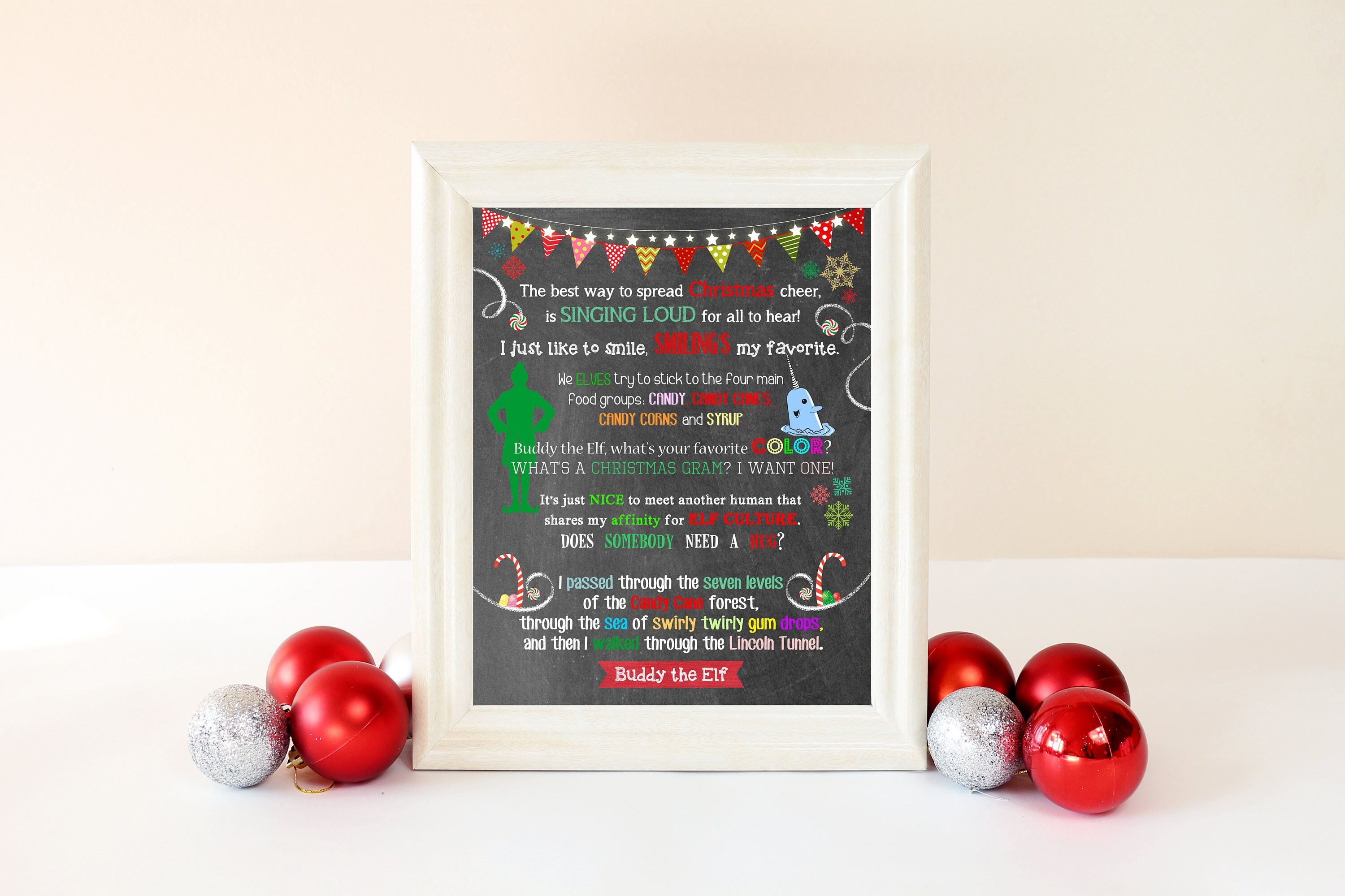 5x7 Buddy the Elf Christmas Printables Set of 4 (Instant Download) - Etsy