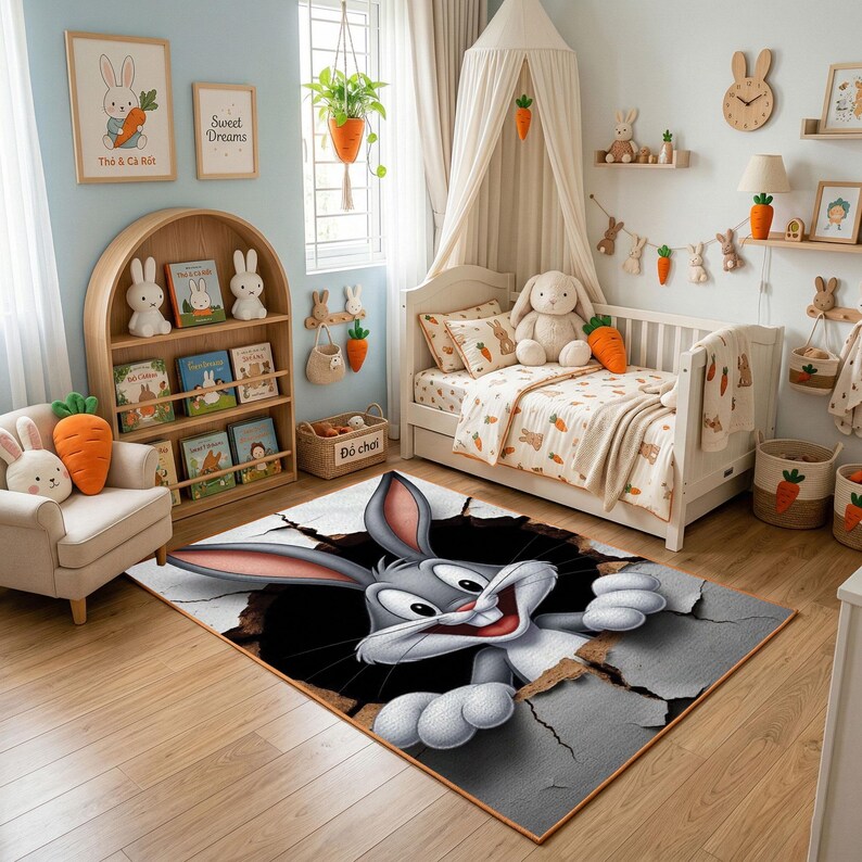 Cartoon Bunny Rabbit Hole Rug, 3D Nursery Playroom Floor Mat - Etsy