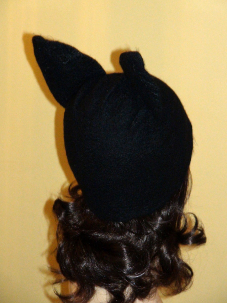Felted Beanie Fox felted Kat Von D hat Halloween cat hat Skull Cap beanie black winter ski hat