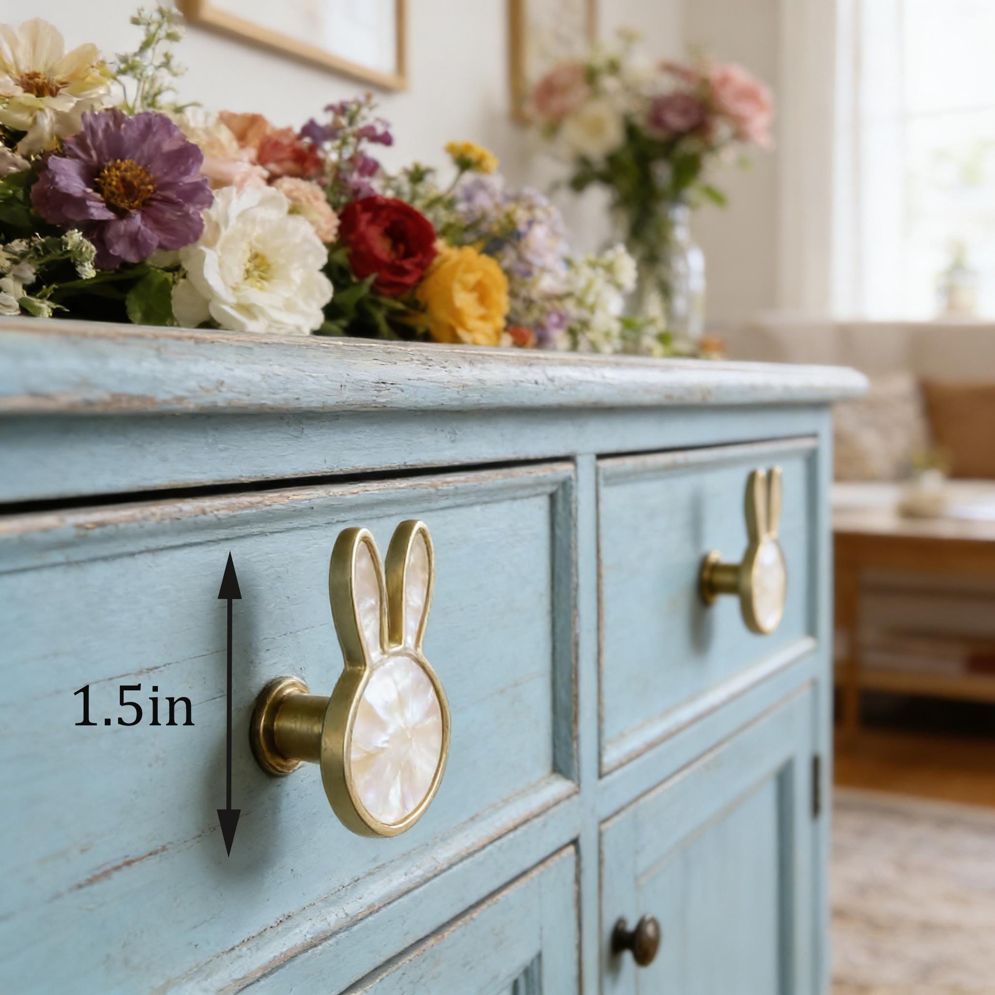Shell Bunny Drawer Knob, Handmade Rabbit Cabinet Pull, Single Hole ...