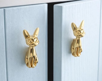 Messing Katze Kabinett Knauf, Handgemachte Gold Kätzchen Schublade Knauf