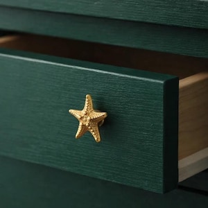 Mässingshandtag för sjöstjärna, maritimt skåphandtag i kuststil