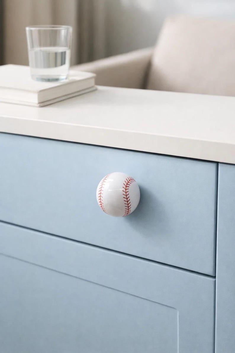 Cartoon Sports Ceramic Cabinet Knob | Baseball & Football Bottle Cap ...