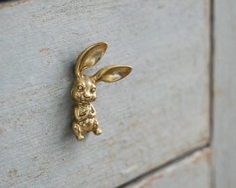 Messing Hase Schublade Knauf | Süßer Hase Schrank Griff für Schublade, Schrank, Schmuckschatulle, Teedose, Candy Box, kleiner Türgriff