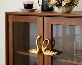 Messing zwaan kastknop, elegante dierenladeknop, luxe kastgreep enkel gat, handgemaakte vintage zwaan deurknop