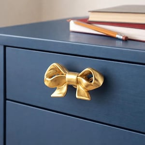 Brass Bow Cabinet Knob | Handmade Vintage Drawer Pull | Elegant Bow Handle for Kitchen Cabinet, Wardrobe, Cupboard & Small Doors