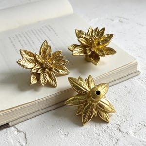 Handmade Solid Brass Rose Drawer Pull | Vintage Floral Cabinet Knob, Door Handle