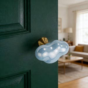 Cloud Ceramic Drawer Knob – Hand-Finished Colorful Ball Cabinet Handle, Kids Room Pull