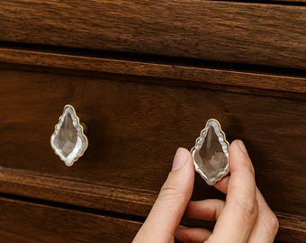 Cabinet Knob Single Hole Drawer Pull | Handmade Glass Hardware for Shoe Cabinet Wardrobe Dresser | Decorative Furniture Handle