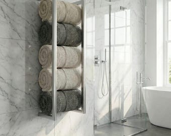 Wall Mounted Rolled Towel Rack, Modern Bathroom Organizer