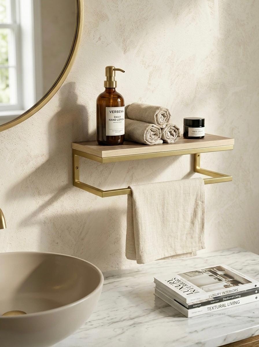 Mensola da bagno artigianale in legno rustico Kat