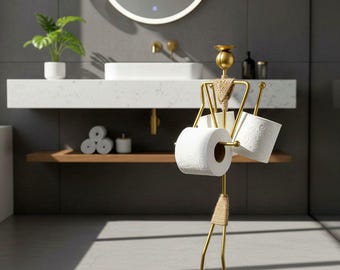 Modern Stick Figure Toilet Paper Holder – Freestanding Bathroom Decor