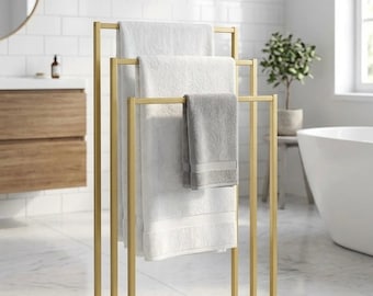 3-Tier Metal Towel Rack – Freestanding Bathroom Organizer