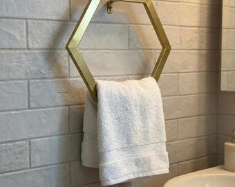 Hexagon Towel Ring – Minimalist Metal Wall-Mounted Towel Holder