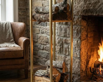 Modern Metal Firewood Log Holder | Minimalist Indoor Fireplace Storage