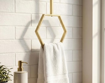 Modern Hex Wall Towel Rack — Metal Towel Holder — Custom Colors & Sizes