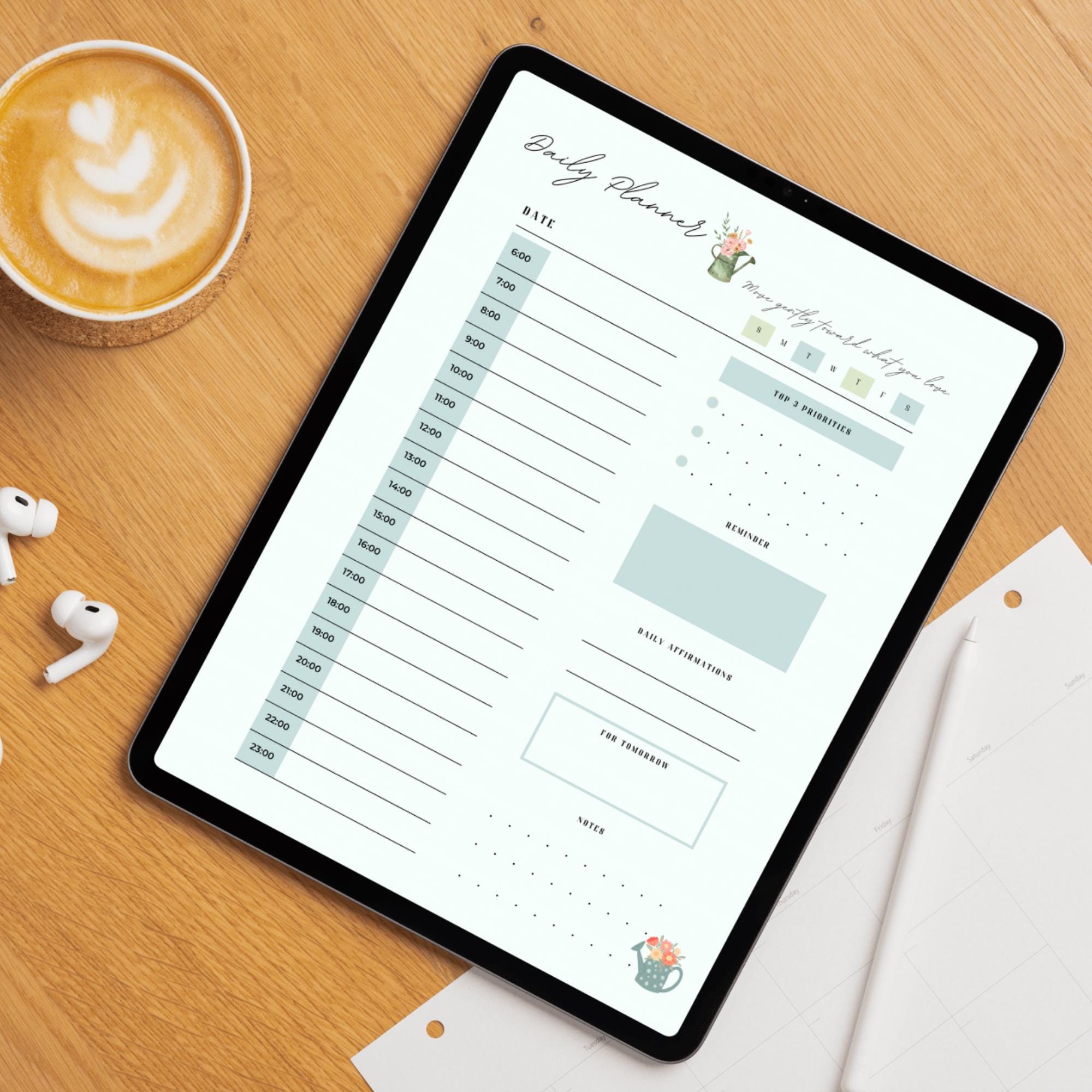 Cozy Floral Daily Planner Printable | Pastel Minimal A4 | 4 Designs PDF ...