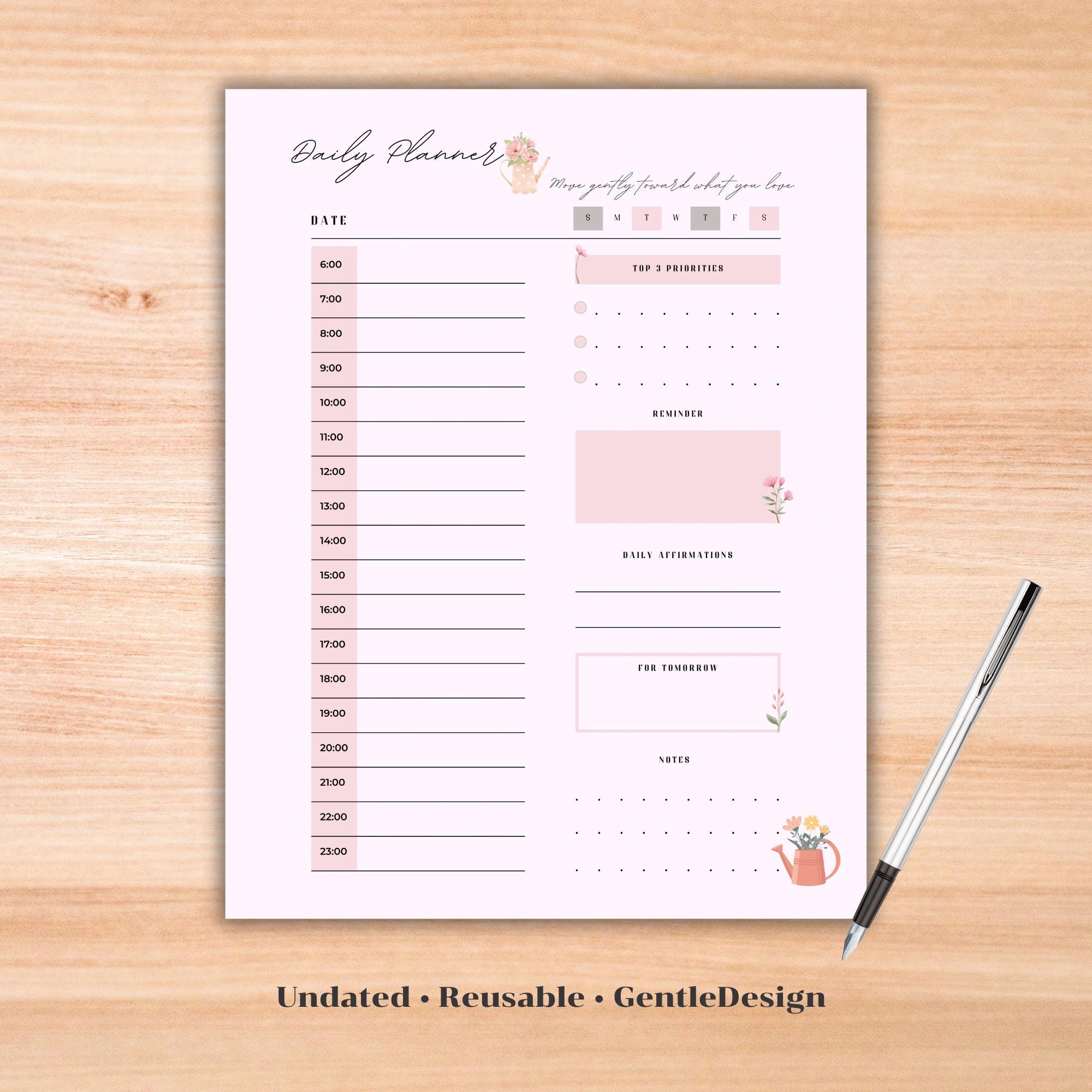Cozy Floral Daily Planner Printable | Pastel Minimal A4 | 4 Designs PDF ...
