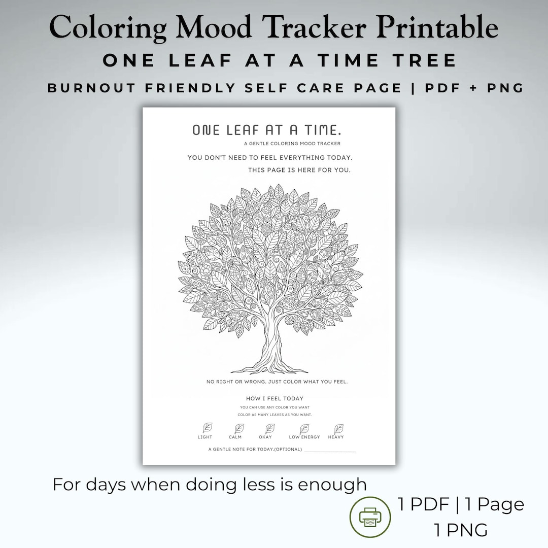 Cmood Tree Tree Mood Tracker Coloring Page | Burnout Self-care (PDF PNG) - Etsy Canada