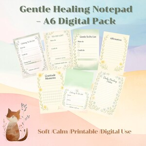 Botanical Self Care Notepad A6 | Printable Digital Planner | Healing Journal |Gentle Daily Notes PDF