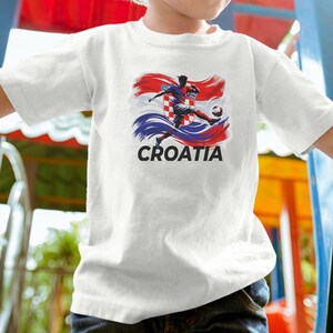 Croatia Soccer Fan T-Shirt, Checkerboard Football Supporter Tee, Customizable Patriotic Country Shirt image 1