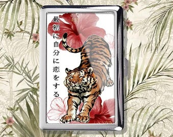 Tiger Cigarette Case Vintage Metal Box Wallet