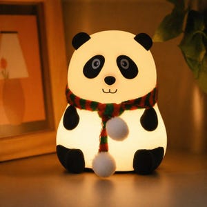 Lámpara de panda colorida con sensor táctil, linda luz nocturna LED de dibujos animados para dormitorio, luz nocturna de panda de silicona, lámpara de panda, lámpara con sensor táctil, regalo para niños