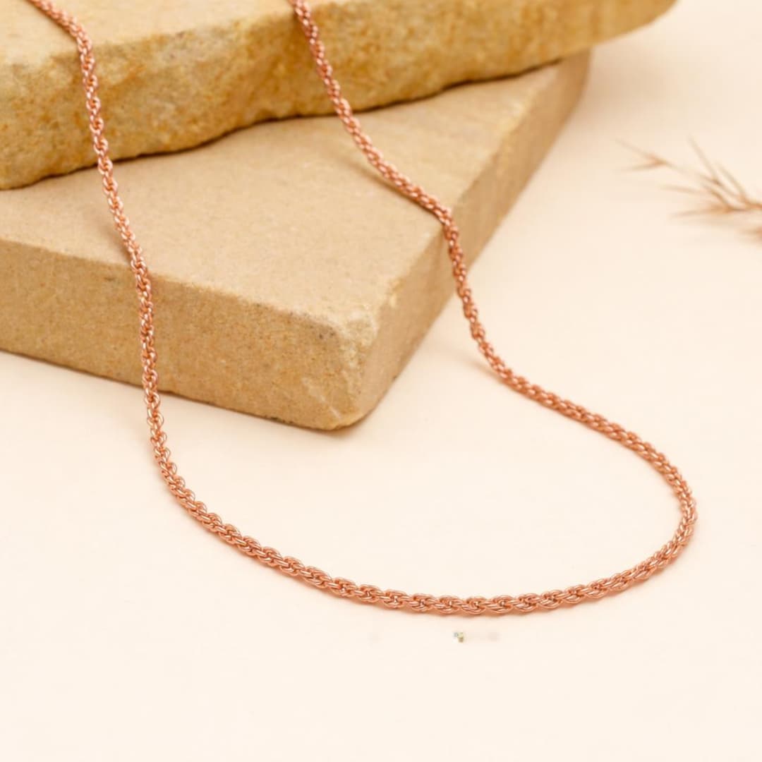 100% Solid Pure Copper Rope Chain Necklace, Twisted Rope Chain Necklace ...