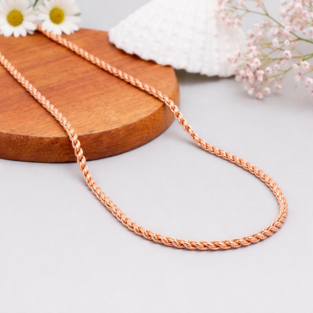 Pure Copper Rope Chain Necklace for Men, Oxidized Handmade Solid Copper ...
