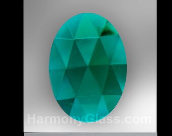 Faceted Glass Jewel Clear Oval 25mm x 18mm 
