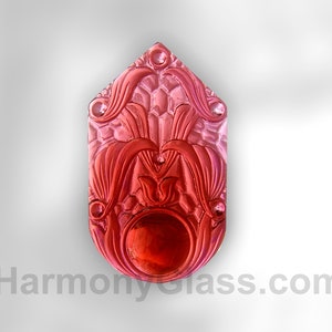 Rose (gold-pink) Medallion Stained Glass Jewel 30mm x 50mm