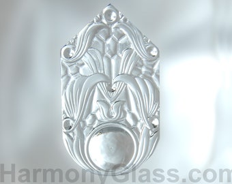 Clear Medallion Stained Glass Jewel 30mm x 50mm