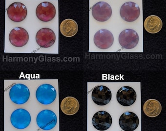 Glass Jewels, Set of 4 20mm Round Faceted, 20 Color Choices