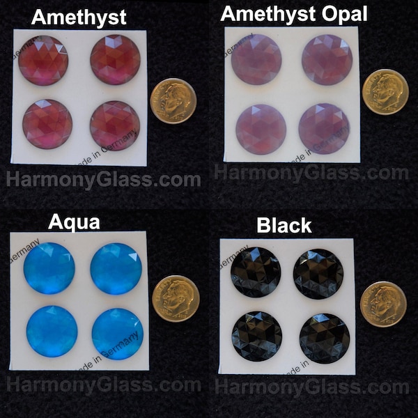 Glass Jewels, Set of 4 20mm Round Faceted, 20 Color Choices