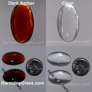 Set of 2 Smooth Oval Glass Jewels, 24mm x 14mm, 13 Color Choices