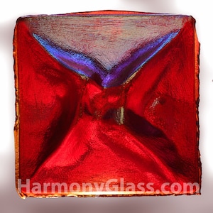 Pinchback Stained Glass Jewel 40mm, Red Iridescent