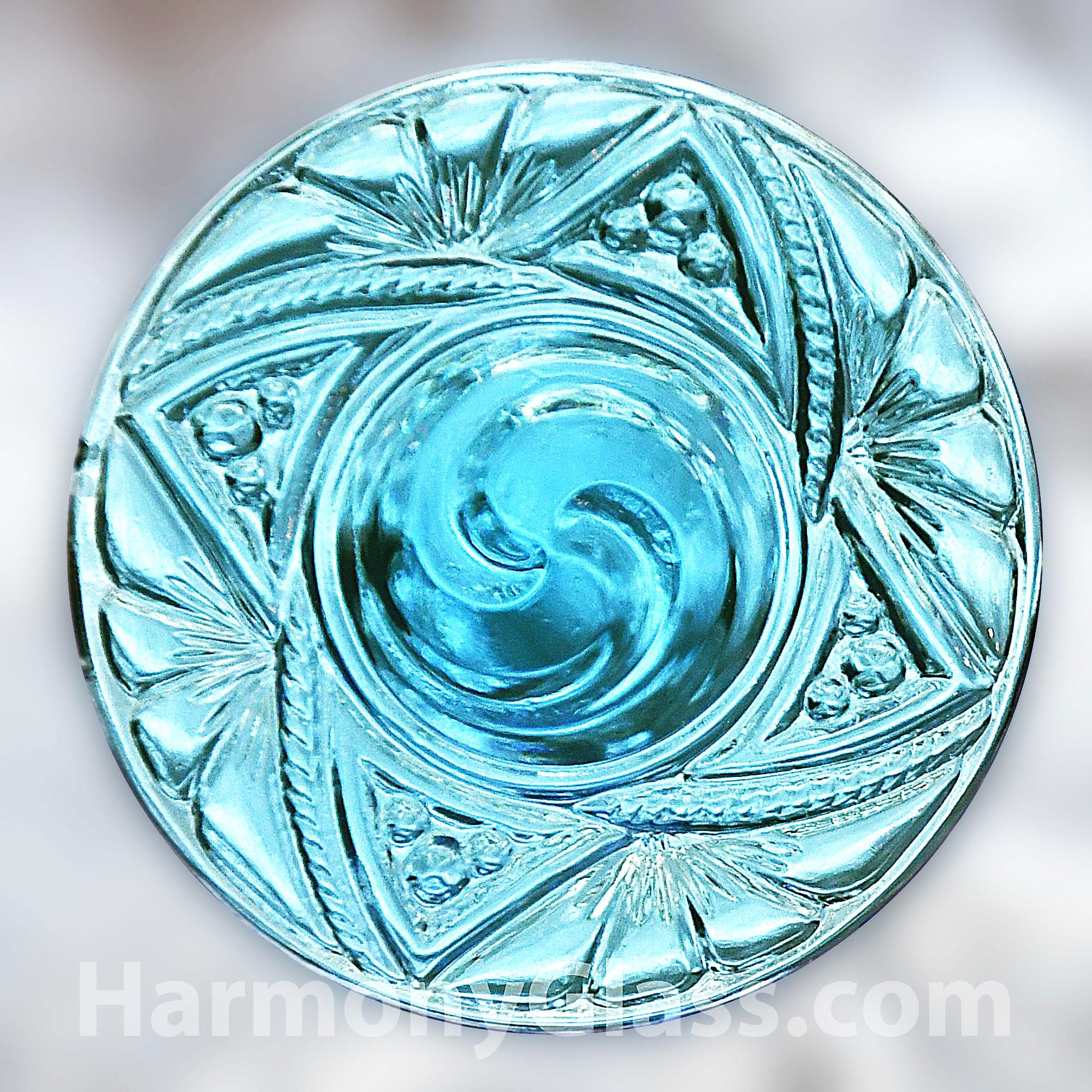 Victorian Light Aquamarine Stained Glass Jewel 40mm