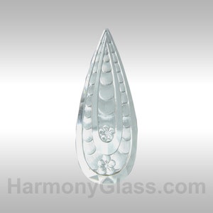 Teardrop Pendant Clear Stained Glass Jewel 32mm x77mm