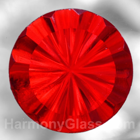 Fluted Red Stained Glass Jewel 35mm Etsy