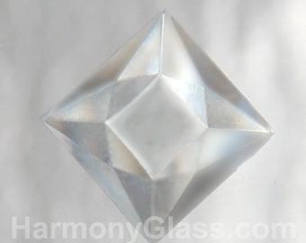 Set of 4 Square Glass Jewels, Clear Faceted 12mm,