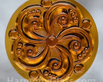 Swirly Dark_Amber Stained Glass Jewel 35mm